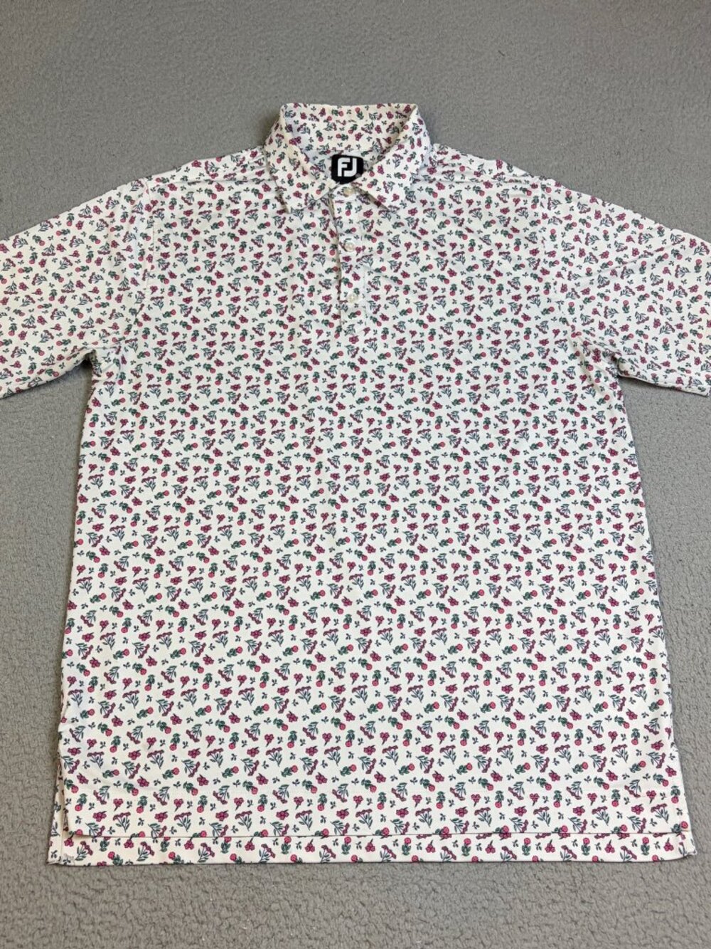 FootJoy Polo Mens Size Medium White Floral AOP TPC Scottsdale Golf Casual